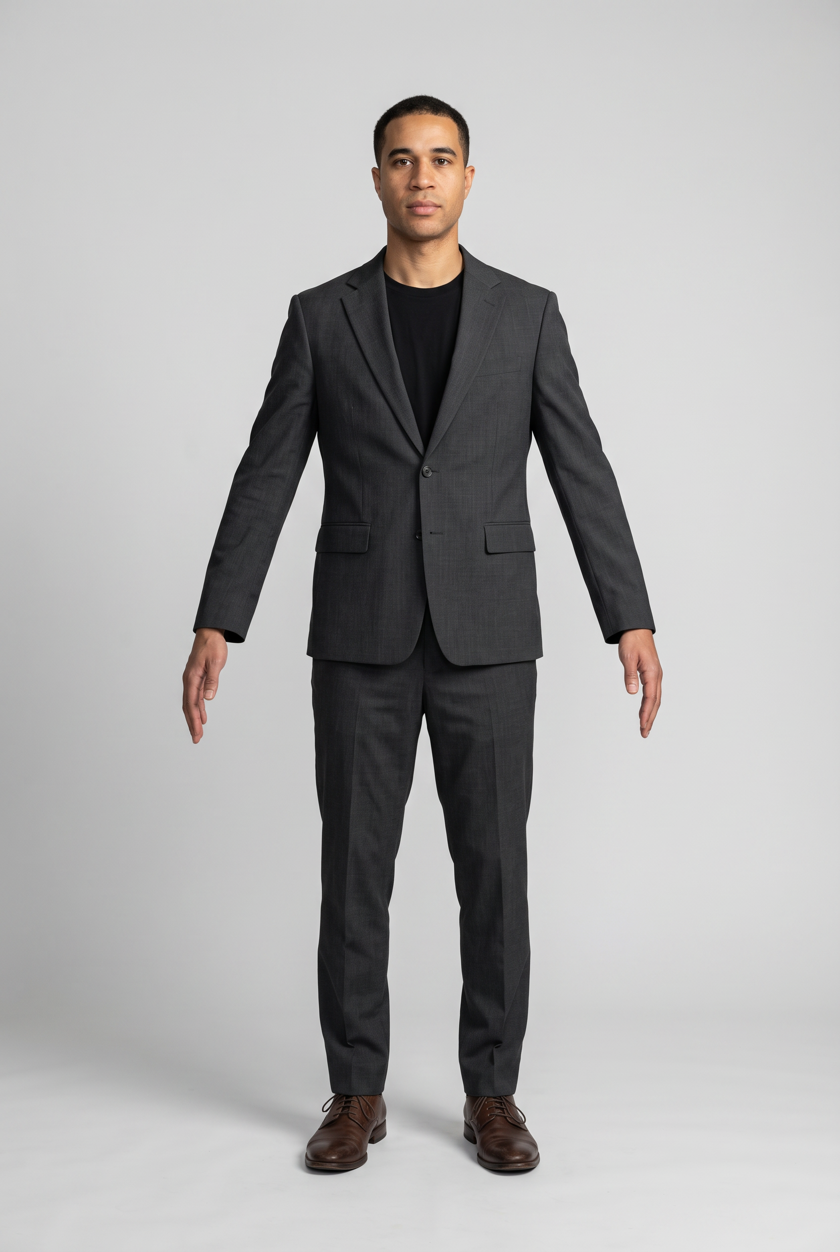 Generated full-body domOBJ avatar in a dark suit
